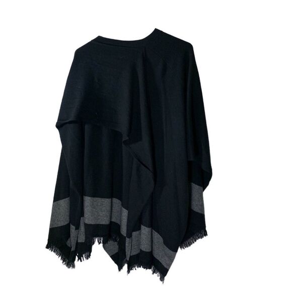 Repeat Cashmere One Size Black and Grey Poncho - Picture 7 of 7